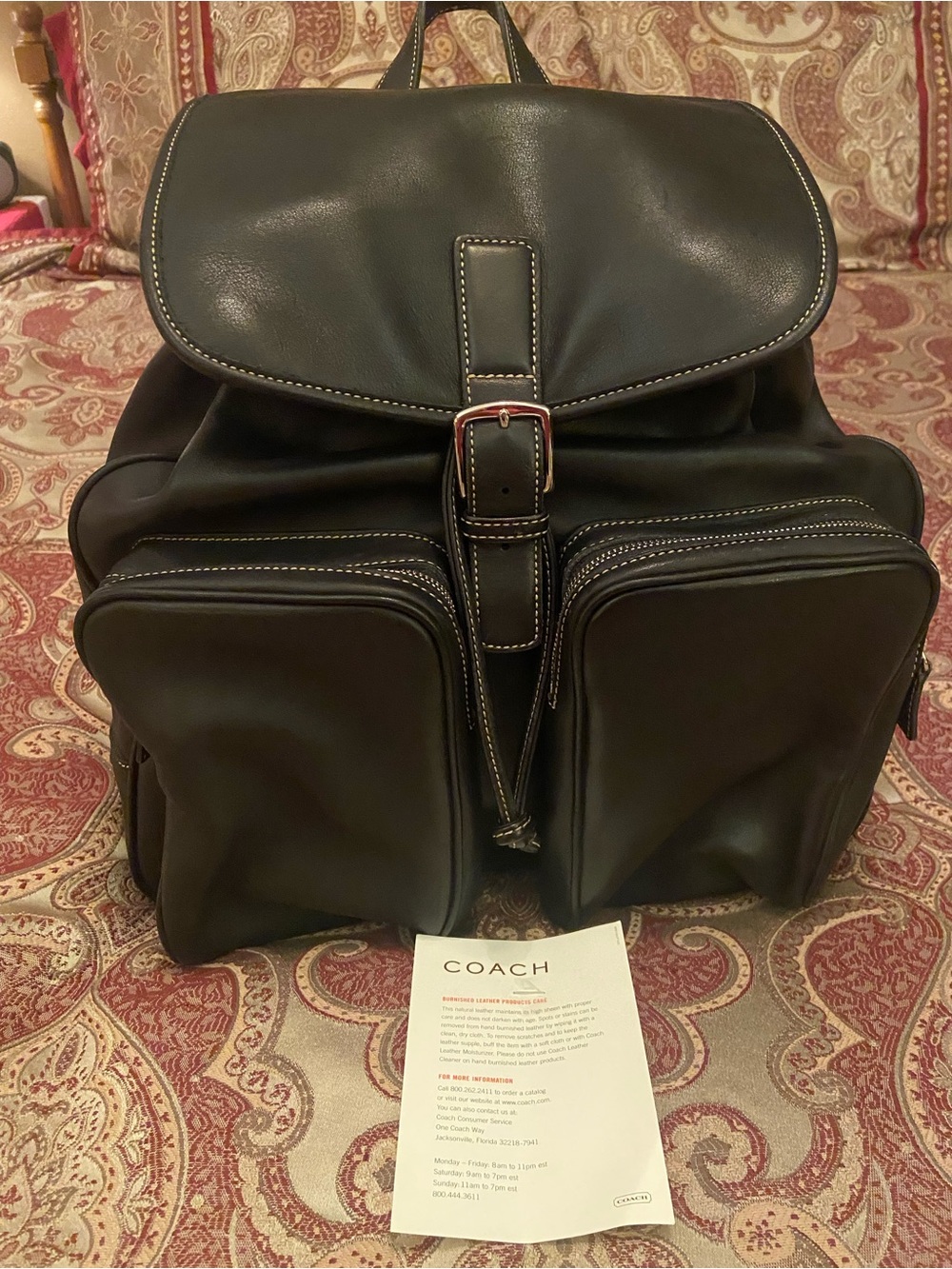 Coach large black leather backpack silver hardware like new used only a few time